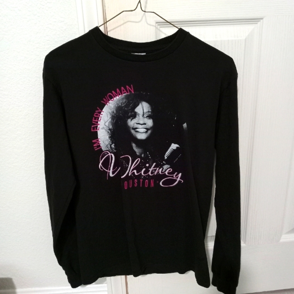 Black Whitney Houston Graphic Long Sleeve Shirt